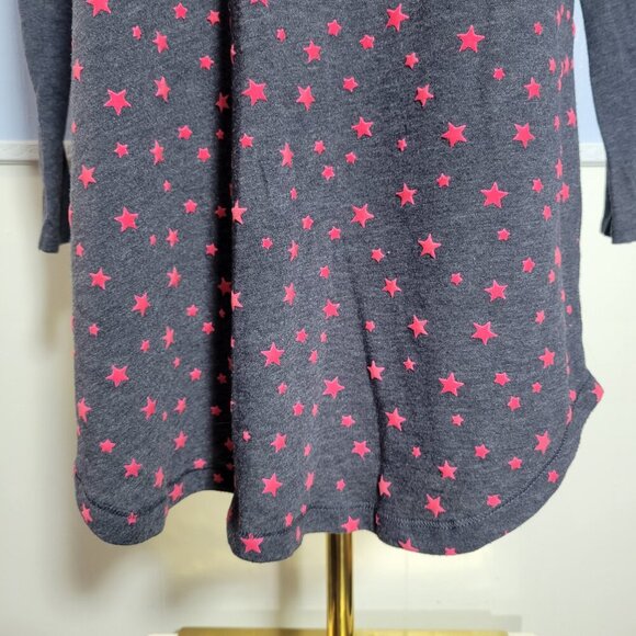 Victoria's Secret Extra Small Gray Pink Stars Longsleeve Tunic Sleep Shirt - Picture 3 of 9